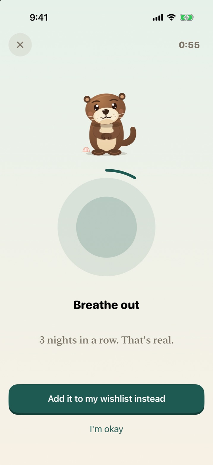 The calm-down screen